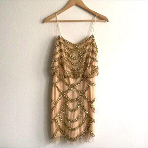 Aidan Mattox Dress - Gold Sequin Mini Dress - Fearless Eras Tour Outfit Size 4